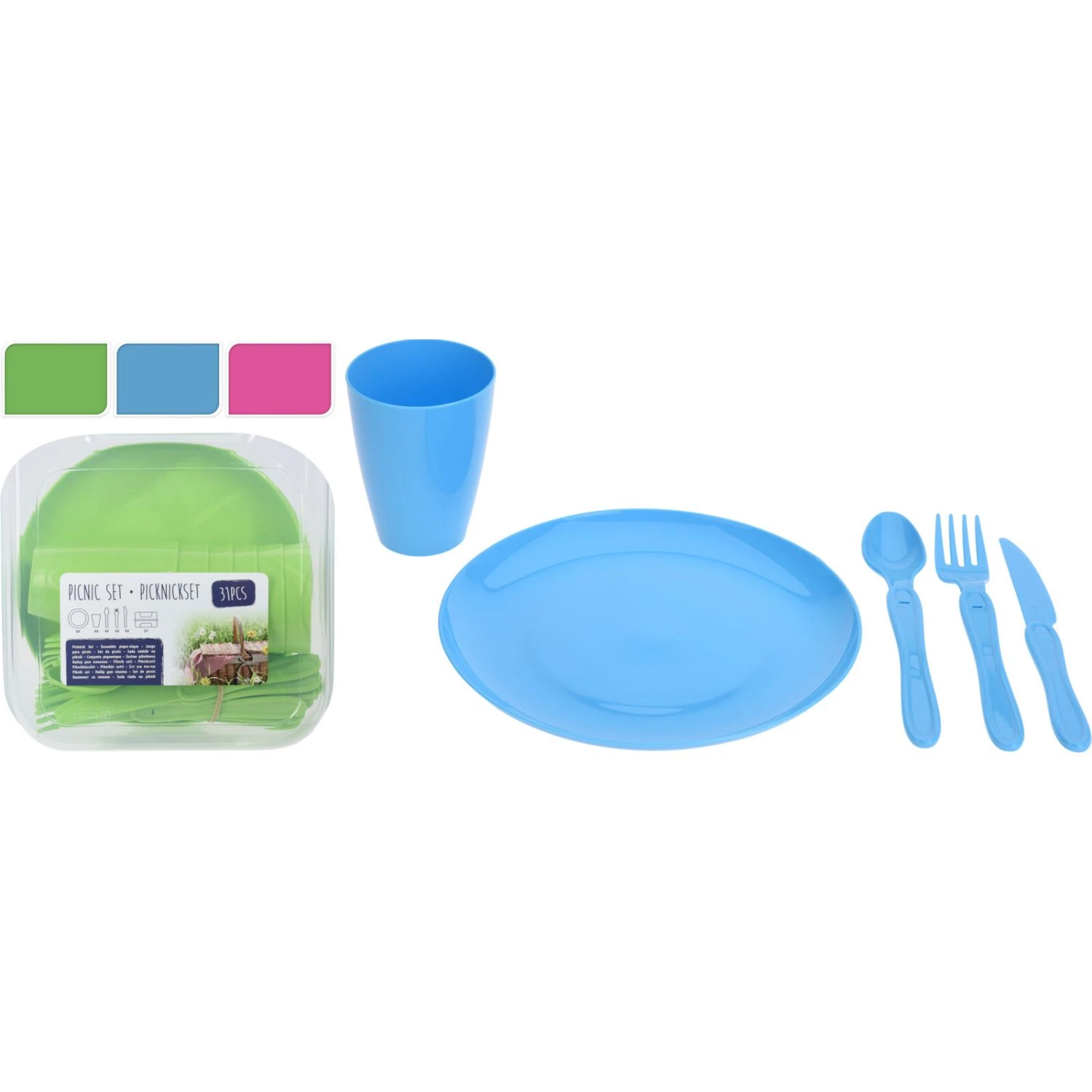 Merkloos Picknick Set 31 Delig Plastic 3 Assorti Kleuren 3 Merkloos Picknick Set 31 Delig Plastic 3 Assorti Kleuren - Afbeelding 3