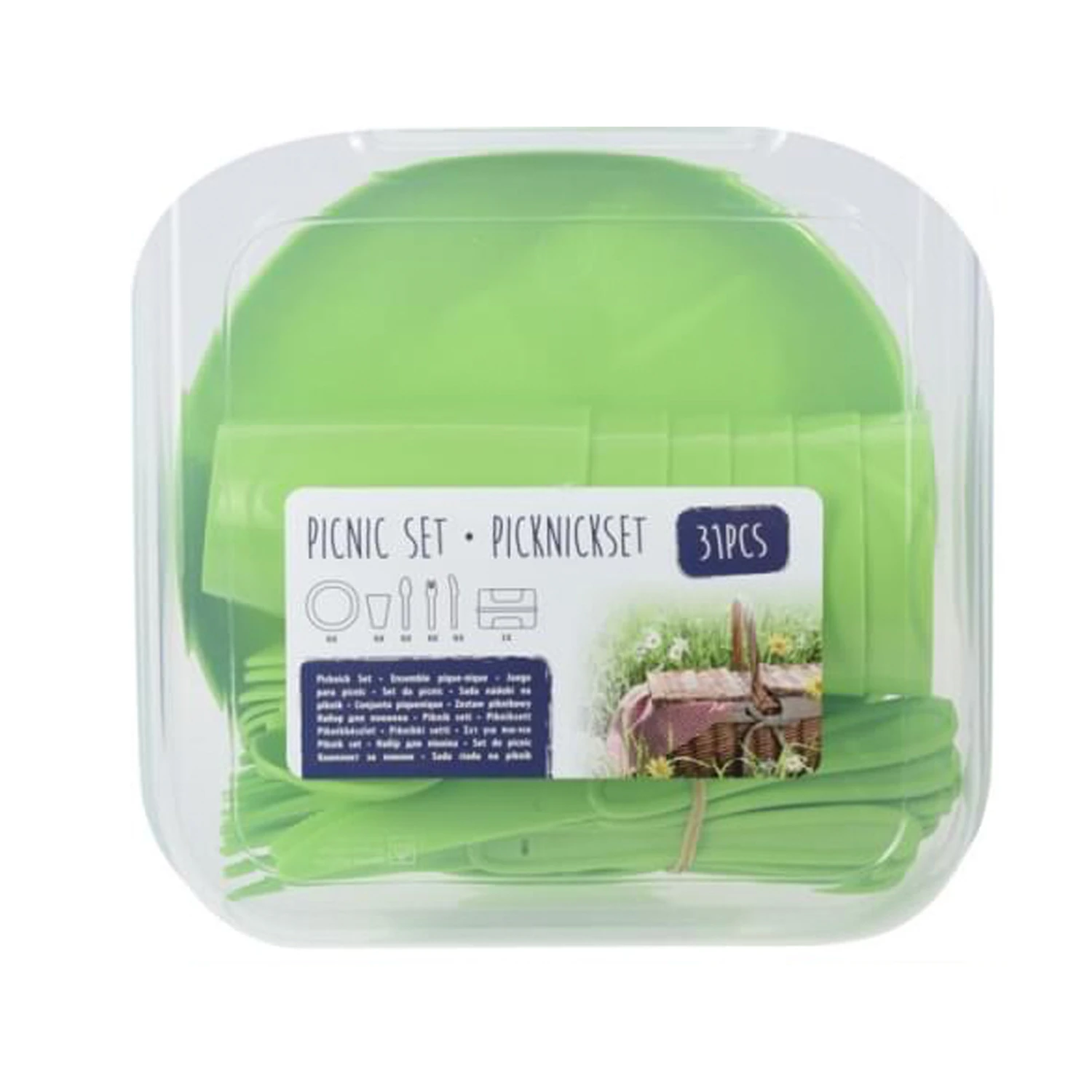 Merkloos Picknick Set 31 Delig Plastic 3 Assorti Kleuren 1 Merkloos Picknick Set 31 Delig Plastic 3 Assorti Kleuren