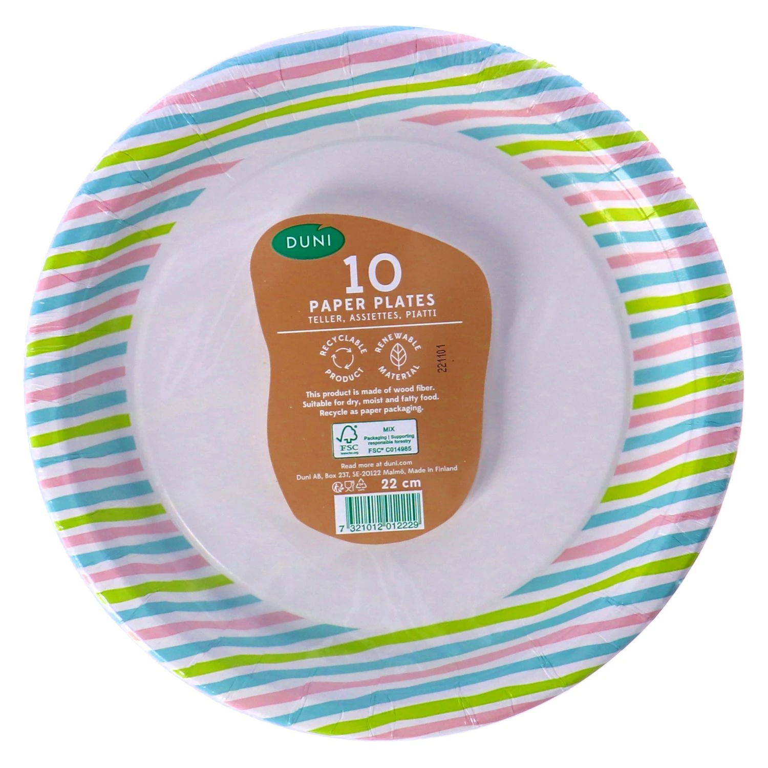 Borden Stripes Multi 22 Cm 10 Stuks 2 Borden Stripes Multi 22 Cm 10 Stuks - Afbeelding 2